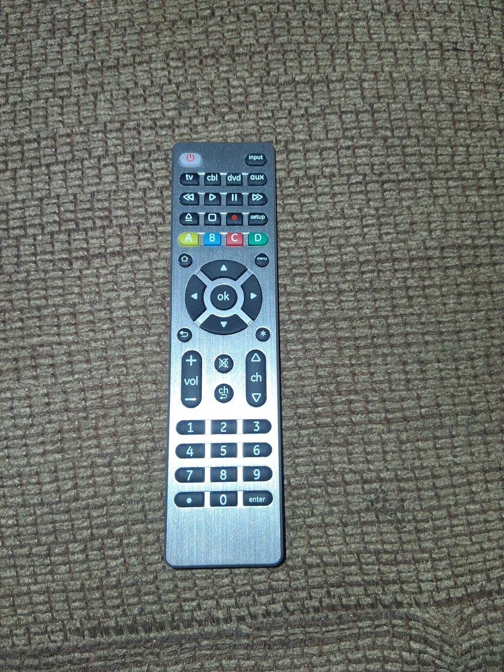 Universal Silver TV Remote Control - Multi-Device Media Remote